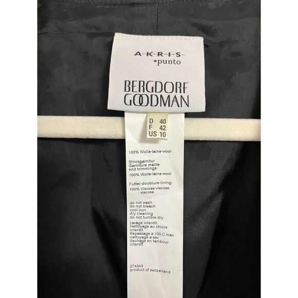 BERGDORF GOODMAN Akris A-K-R-I-S-punto Wool Black Dress Size 10 EUC - Picture 7 of 11
